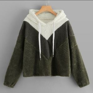 Green & White Teddy Pullover